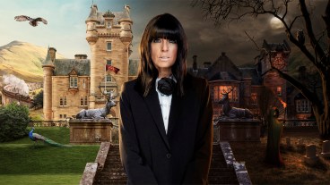 Claudia Winkleman standing in front of a castle for The Traitors series 3