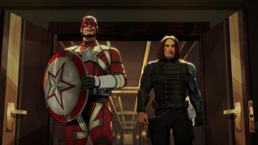 Alexei Shostakov/Red Guardian (David Harbour) and Bucky Barnes/Winter Soldier (Sebastian Stan) in Marvel Animation's WHAT IF...? Season 3.